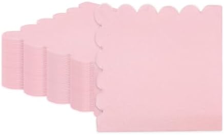 50 Piece 2-Ply Light Pink Scalloped Disposable Napkins
