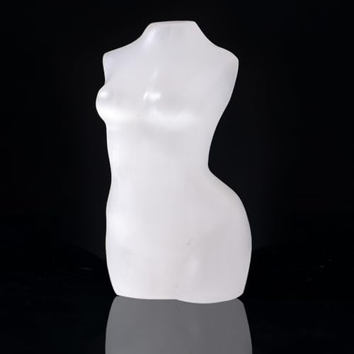 Runyangshi 1PCS Natural Selenite Female Model Healing Crystal Statue