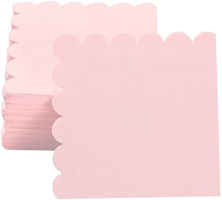 100 Pack 2-Ply Scalloped Napkins for Parties