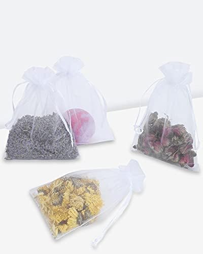 Kslong 100PCS White Drawstring Mesh Bags 3x4 Inch