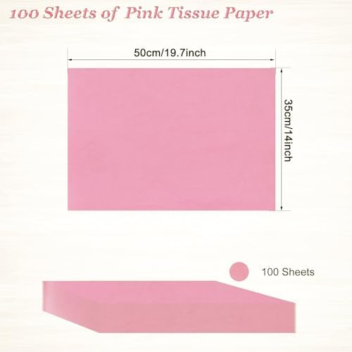 100 Sheets Pink Tissue Paper for Wrapping and Crafting