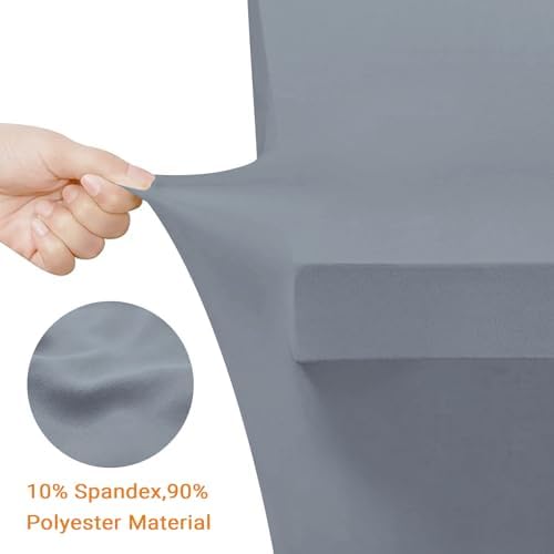 Eurmax Rectangular Stretch Table Cover for 4ft Table 2 Pack Silver Gray