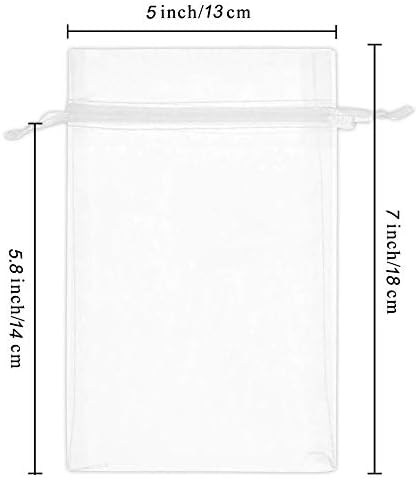 Wudygirl 100pcs 5x7 Inch White Organza Drawstring Gift Bags