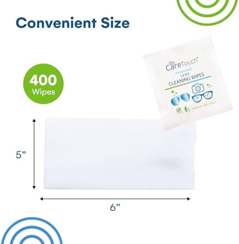 Care Touch Lens Wipes for Eyeglasses - 400 Count Portable Cleaners