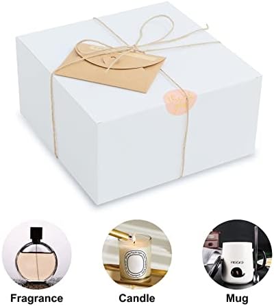 Yuefanbox White Gift Boxes with Lids 12 Pack 8x8x4 Inch Set