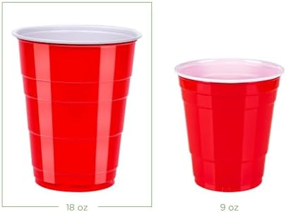 Amazon Basics Red Disposable Plastic Party Cups 18oz 50 Count