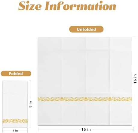 KAMMAK Premium Disposable Napkins 100 Pack Yellow Trim
