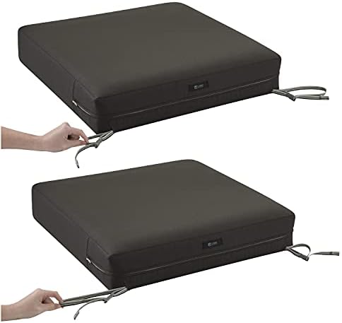 Classic Accessories Ravenna Water-Resistant 25x25x5 Inch Outdoor Seat Cushion Cover