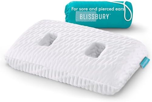BLISSBURY Ear Pillow with Hole for Ear Piercing Comfort