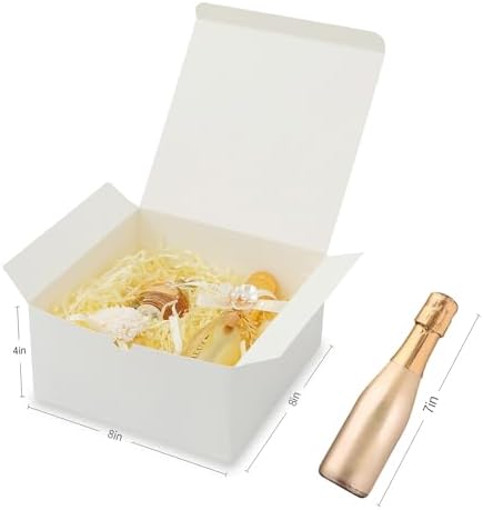 Yuefanbox White Gift Boxes with Lids 12 Pack 8x8x4 Inch Set