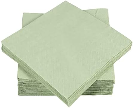 100 Pack 2-Ply Cocktail Napkins 5x5 Inches Sage Green