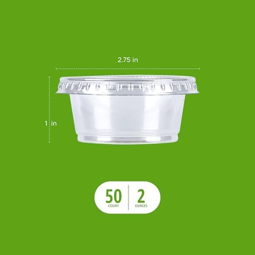 Amazon Basics 2oz Disposable Cups and Lids 50 Count