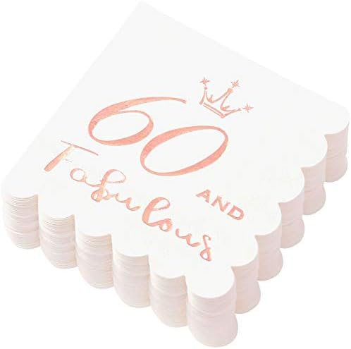 60 and Fabulous Cocktail Napkins Rose Gold