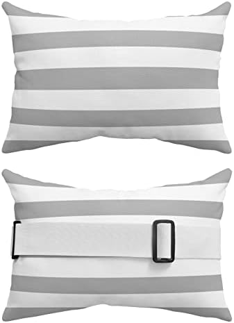 Grey Striped Waterproof Outdoor Pillows with Insert