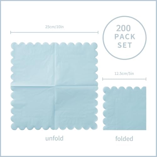 200 Pack Light Blue Cocktail Napkins 5x5