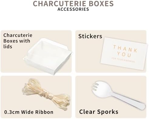 50 Pack Small Charcuterie Boxes with Clear Lids and Sporks