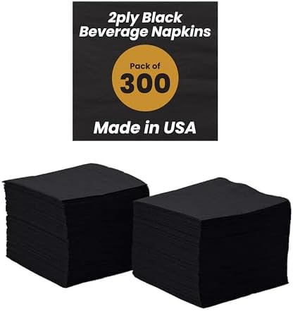 Perfectware 2-Ply Black Beverage Napkins 300 Count