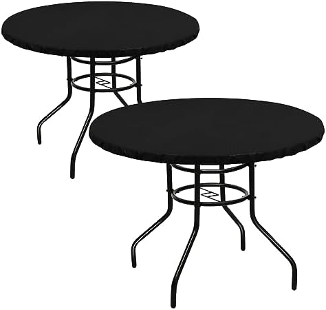 Lushvida Waterproof Table Cover with Elastic Edges 2PCS Black
