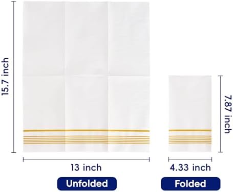 100 Pack Premium 3-Ply Paper Napkins with Gold Design