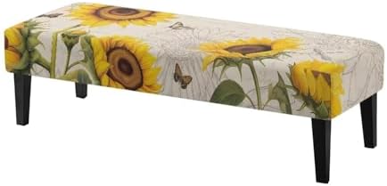 Sunflower Rectangle Bench Cushion Cover Dustproof and Washable