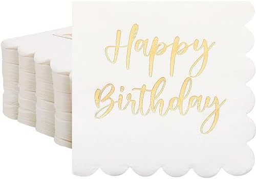Qilery 100 Pack Happy Birthday Napkins 2 Ply