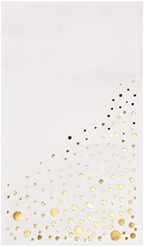 100 Pack Gold White Disposable Napkins 75x425 Inch 3-Ply
