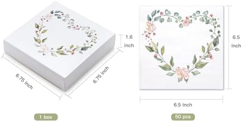 WRAPAHOLIC 50Pcs Floral Heart Napkins 65x65 In