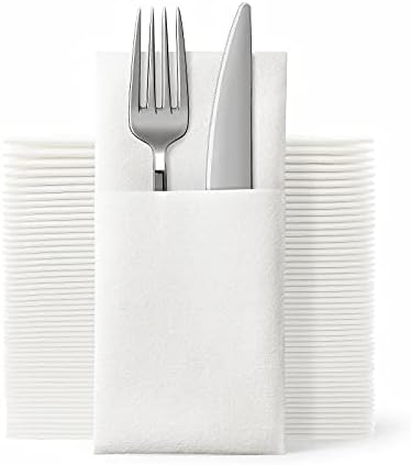JEBBLAS Disposable Napkins with Built-in Flatware Pocket 50 Count