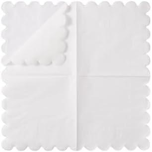100 Pack 2 Ply Scalloped Edged Cocktail Napkins White