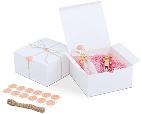 Yuefanbox White Gift Boxes with Lids 12 Pack 8x8x4 Inch Set