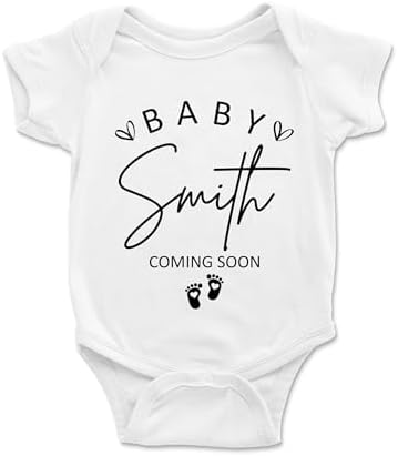 Personalized Baby Announcement Onesie - Custom Coming Soon Bodysuit with Name