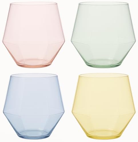 40 Diamond-Shaped Plastic Stemless Glasses 12 Ounce