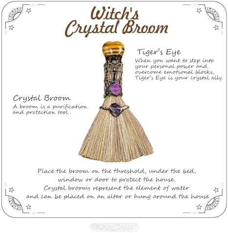 Tigers Eye Magic Broom - Natural Healing Crystal Home Decor