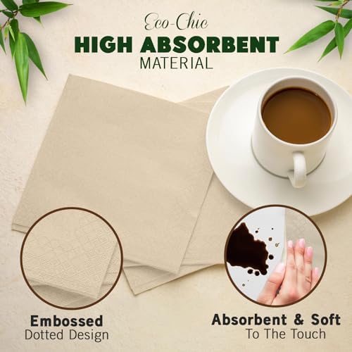 300 Pack 2-Ply Compostable Napkins - Eco-Friendly Biodegradable Recycled
