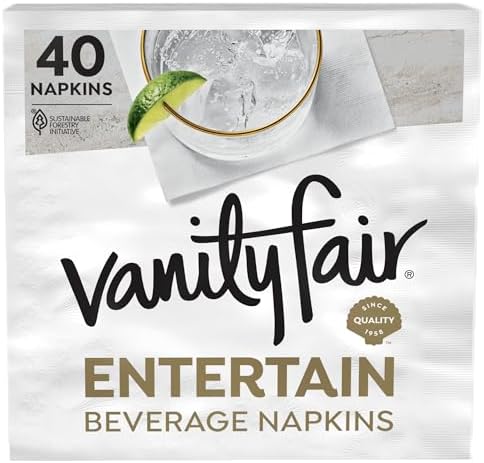 Vanity Fair Beverage Paper Napkins 40 Count 49x49