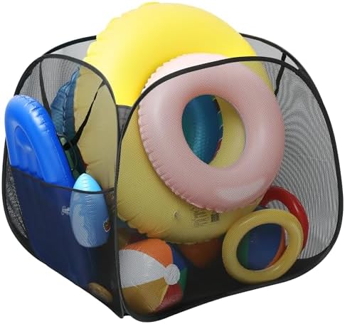 Adnee Pool Toy Storage Bin 30x30x30 Nylon Mesh Organizer