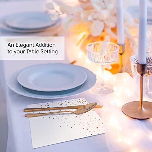 100 Pack Gold White Disposable Napkins 75x425 Inch 3-Ply