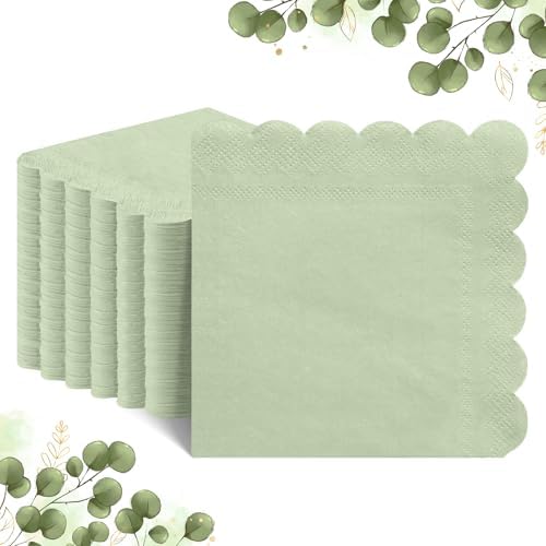 120 Pcs Sage Green Cocktail Napkins