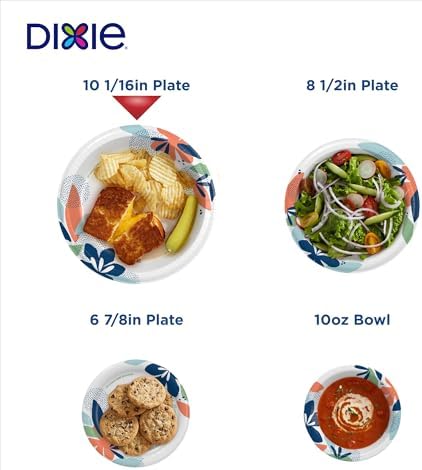 Dixie Large Paper Plates 10 Inch 204 Count 2X Stronger