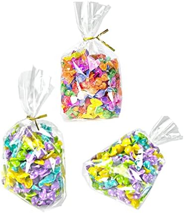 PigPotParty 6x9 Clear Plastic Treat Bags 50Pcs with Twist Ties