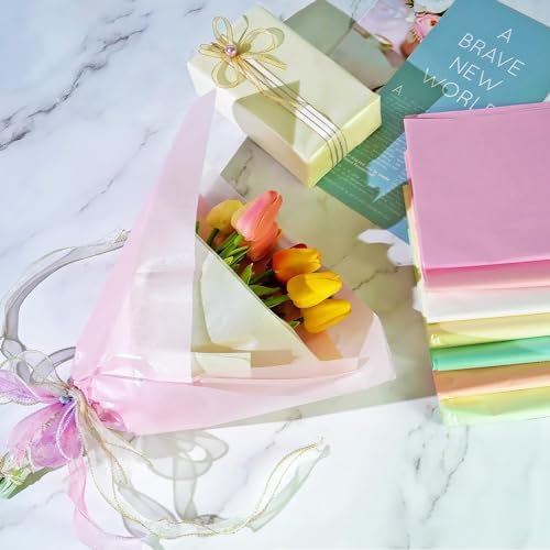 MAMUNU 105 Sheet Metallic Pastel Wrapping Tissue Paper 20x14 Inches