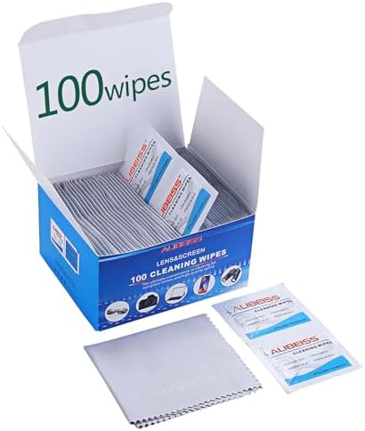 ALIBEISS Pre-Moistened Lens Wipes Pack of 100