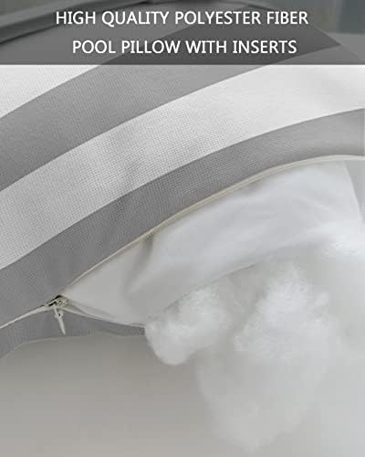 Grey Striped Waterproof Outdoor Pillows with Insert