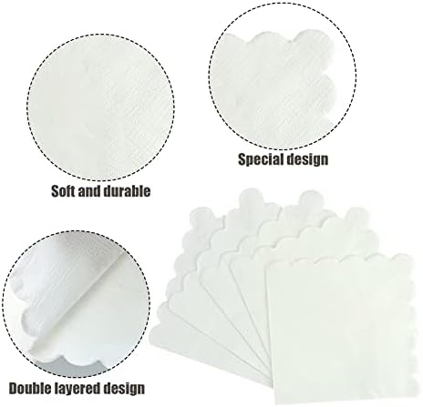 Cocktail Napkins 100 Pcs Scalloped Paper Napkins for Parties