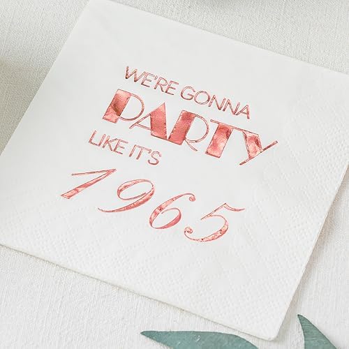 Crisky 60th Birthday Rose Gold Cocktail Napkins 50 Pcs