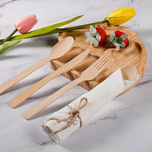Pre Rolled Napkin and Bamboo Cutlery Set 50Pack