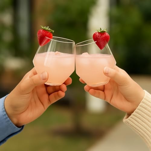 40 Diamond-Shaped Plastic Stemless Glasses 12 Ounce