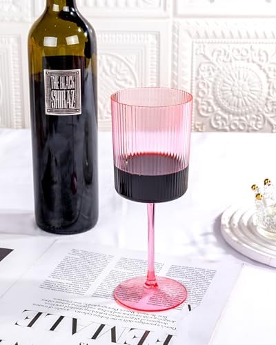 Ciaell 12 PCS Pink Plastic Wine Glasses with Stem