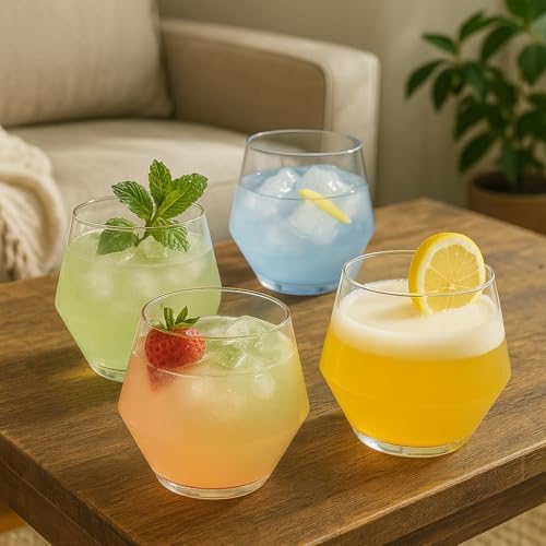 40 Diamond-Shaped Plastic Stemless Glasses 12 Ounce