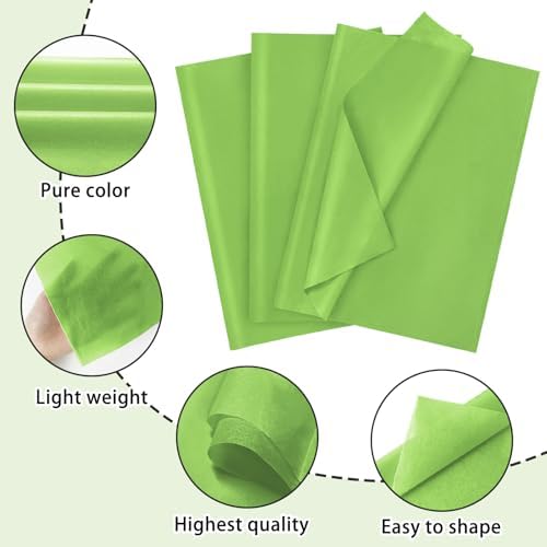 120 Sheets Lime Green Tissue Paper for Gift Wrapping and Crafts